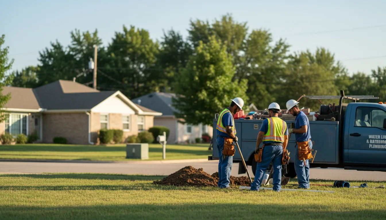 Residential water line and bathroom plumbing service in Maud, OK